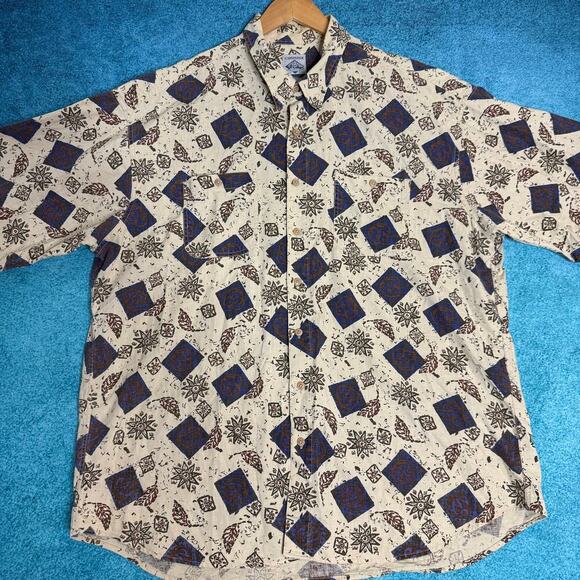 VTG Hawaiian Cambridge Classics Men’s XXL Linen Cotton Floral Shirt Button Up - Picture 3 of 12
